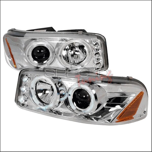 Overtime Halo LED Projector Headlights for 00 to 06 GMC Denali; Chrome - 10 x 19 x 23 in. OV960625 - main